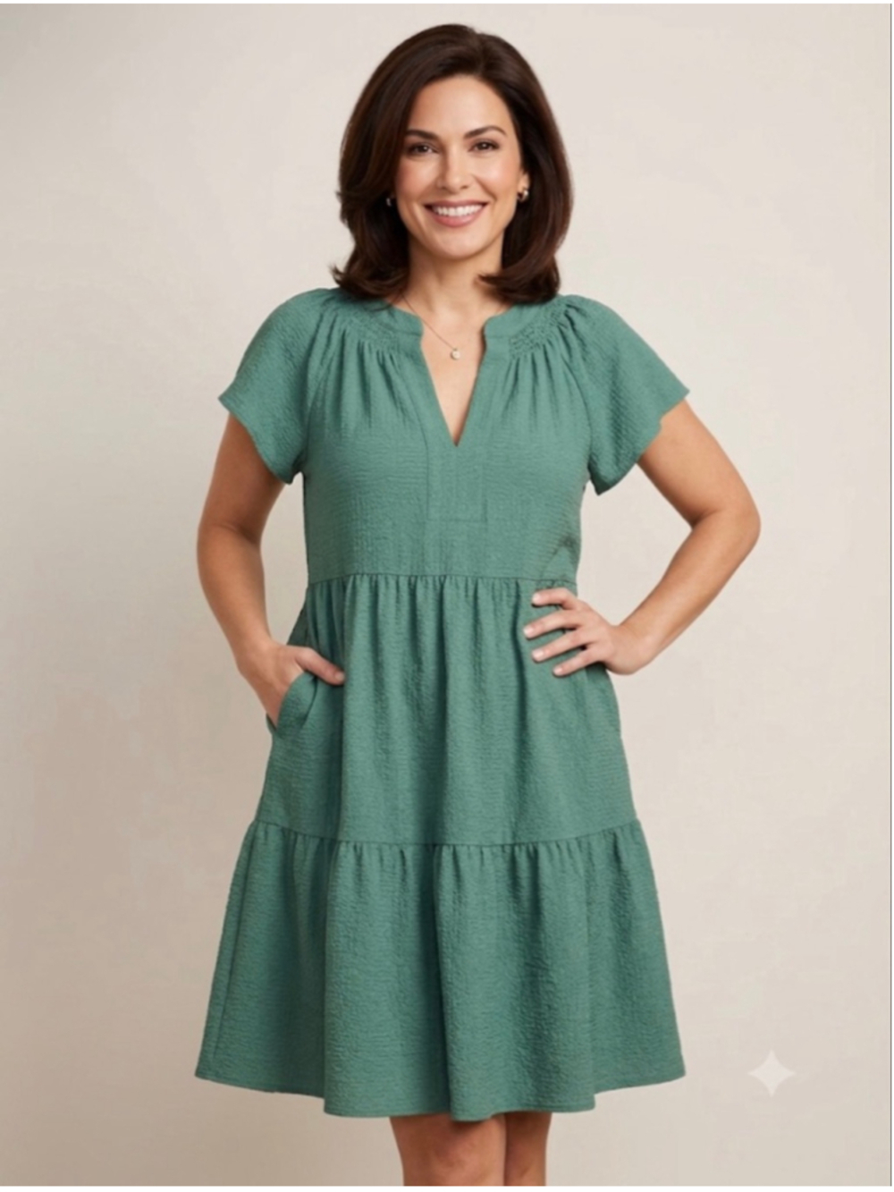 Calvin Klein Green Tiered Mini Dress Size 4